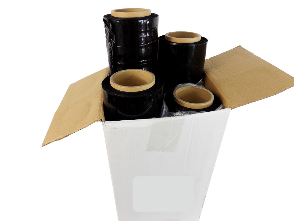Black Heavy Duty Stretch Wrap - 100 Gauge - For Palletizing, Shipping, or Moving