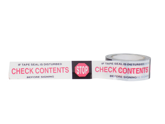 Carton Sealing Tape with "STOP / CHECK" Imprinted Legend