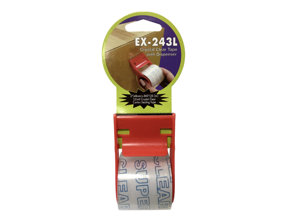 Heavy-Duty Crystal Clear Shipping Packing Tape with Dispenser