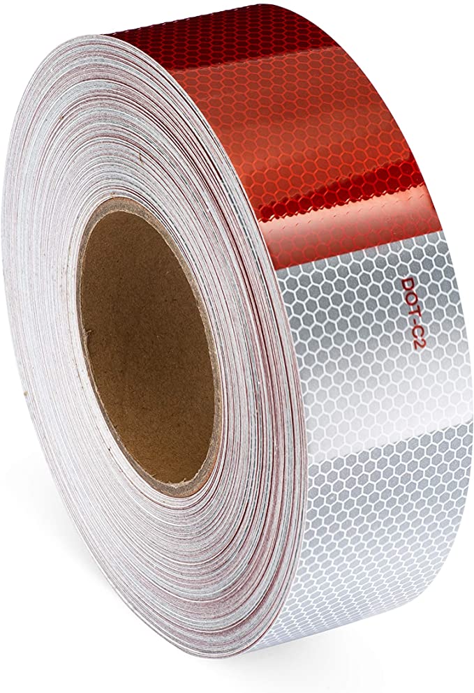 Retroreflective Tape with Red & White High Reflectivity Stripes - 5-year Warranty
