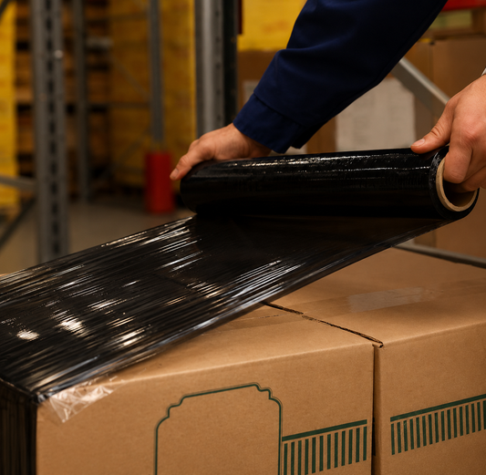 Black Heavy Duty Stretch Wrap | 100 Gauge x 1000 Feet