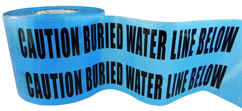 Hazard Identification Barricade Tape - "Caution Buried Water Line Below"