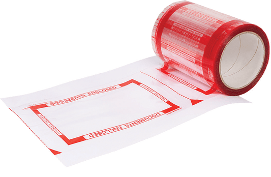 Self-Adhesive Pouch Tape "DOCUMENTS ENCLOSED" - 5"x6" for Invoices or Packing Lists